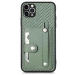 For iPhone 11 Pro Max Wristband Kickstand Card Wallet Back Cover Phone Case with Tool Knife(Green)