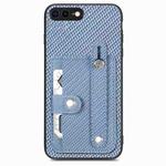 For iPhone SE 2022 / 2020 / 7 / 8 Wristband Kickstand Card Wallet Back Cover Phone Case with Tool Knife(Blue)