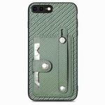 For iPhone SE 2022 / 2020 / 7 / 8 Wristband Kickstand Card Wallet Back Cover Phone Case with Tool Knife(Green)