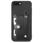 For iPhone 7 Plus / 8 Plus Wristband Kickstand Card Wallet Back Cover Phone Case with Tool Knife(Black)