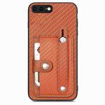 For iPhone 7 Plus / 8 Plus Wristband Kickstand Card Wallet Back Cover Phone Case with Tool Knife(Brown)