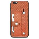 For iPhone 6 / 6s Wristband Kickstand Card Wallet Back Cover Phone Case with Tool Knife(Brown)