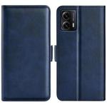 For Motorola Moto G53 Dual-side Magnetic Buckle Horizontal Flip Leather Phone Case(Dark Blue)