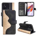 For Xiaomi Redmi 12C Stitching Horizontal Flip Leather Phone Case(Black)