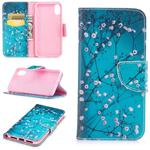 Colored Drawing Pattern Horizontal Flip Leather Case for Huawei  P Smart&Enjoy freely7S,with Holder & Card Slots & Wallet(Plum Blossom)