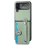 For Samsung Galaxy Z Flip3 5G Wristband Kickstand Card Wallet Back Cover Phone Case(Green)