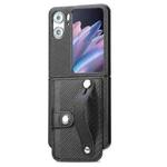 For OPPO Find N2 Flip Wristband Kickstand Card Wallet Back Cover Phone Case(Black)