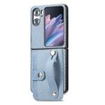 For OPPO Find N2 Flip Wristband Kickstand Card Wallet Back Cover Phone Case(Blue)