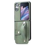 For OPPO Find N2 Flip Wristband Kickstand Card Wallet Back Cover Phone Case(Green)