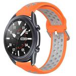 For Samsung Galaxy Watch3 45mm 22mm Perforated Breathable Sports Silicone Watch Band(Orange+Grey)