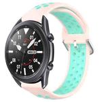 For Samsung Galaxy Watch3 45mm 22mm Perforated Breathable Sports Silicone Watch Band(Pink+ Water Duck)