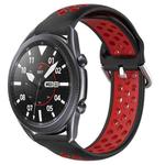 For Samsung Galaxy Watch3 45mm 22mm Perforated Breathable Sports Silicone Watch Band(Black+ Red)