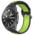 For Samsung Galaxy Watch3 45mm 22mm Perforated Breathable Sports Silicone Watch Band(Black+ Lime)