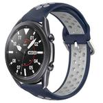 For Samsung Galaxy Watch3 45mm 22mm Perforated Breathable Sports Silicone Watch Band(Midnight Blue + Gray)