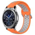 For Samsung Gear S3 Classic 22mm Perforated Breathable Sports Silicone Watch Band(Orange+Grey)