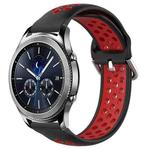 For Samsung Gear S3 Classic 22mm Perforated Breathable Sports Silicone Watch Band(Black+ Red)