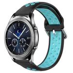 For Samsung Gear S3 Classic 22mm Perforated Breathable Sports Silicone Watch Band(Black+Blue)