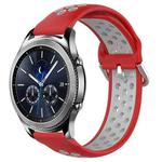 For Samsung Gear S3 Classic 22mm Perforated Breathable Sports Silicone Watch Band(Red+Grey)
