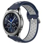 For Samsung Gear S3 Classic 22mm Perforated Breathable Sports Silicone Watch Band(Midnight Blue + Gray)