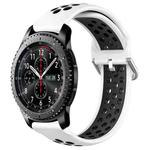 For Samsung Gear S3 Frontier 22mm Perforated Breathable Sports Silicone Watch Band(White+Black)