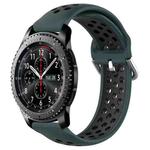 For Samsung Gear S3 Frontier 22mm Perforated Breathable Sports Silicone Watch Band(Olive Green+Black)