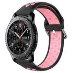 For Samsung Gear S3 Frontier 22mm Perforated Breathable Sports Silicone Watch Band(Black+Pink)