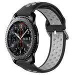 For Samsung Gear S3 Frontier 22mm Perforated Breathable Sports Silicone Watch Band(Black+ Grey)