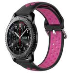 For Samsung Gear S3 Frontier 22mm Perforated Breathable Sports Silicone Watch Band(Black+Rose Red)
