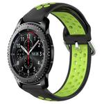 For Samsung Gear S3 Frontier 22mm Perforated Breathable Sports Silicone Watch Band(Black+ Lime)