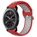 For Samsung Gear S3 Frontier 22mm Perforated Breathable Sports Silicone Watch Band(Red+Grey)