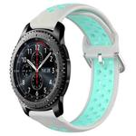 For Samsung Gear S3 Frontier 22mm Perforated Breathable Sports Silicone Watch Band(Grey+Water Duck)