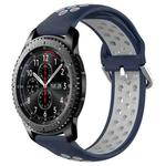 For Samsung Gear S3 Frontier 22mm Perforated Breathable Sports Silicone Watch Band(Midnight Blue + Gray)