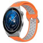 For Huawei Watch GT3 Pro 43mm 20mm Perforated Breathable Sports Silicone Watch Band(Orange+Grey)