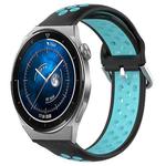 For Huawei Watch GT3 Pro 43mm 20mm Perforated Breathable Sports Silicone Watch Band(Black+Blue)