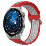 For Huawei Watch GT3 Pro 43mm 20mm Perforated Breathable Sports Silicone Watch Band(Red+Grey)