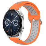 For Huawei Watch GT3 42mm 20mm Perforated Breathable Sports Silicone Watch Band(Orange+Grey)