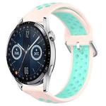 For Huawei Watch GT3 42mm 20mm Perforated Breathable Sports Silicone Watch Band(Pink+ Water Duck)