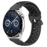 For Huawei Watch GT3 42mm 20mm Perforated Breathable Sports Silicone Watch Band(Black)