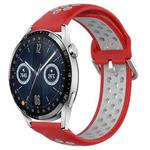 For Huawei Watch GT3 42mm 20mm Perforated Breathable Sports Silicone Watch Band(Red+Grey)