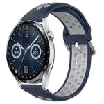 For Huawei Watch GT3 42mm 20mm Perforated Breathable Sports Silicone Watch Band(Midnight Blue + Gray)