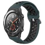 For Huawei Watch 2 20mm Perforated Breathable Sports Silicone Watch Band(Olive Green+Black)