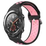 For Huawei Watch 2 20mm Perforated Breathable Sports Silicone Watch Band(Black+Pink)