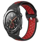 For Huawei Watch 2 20mm Perforated Breathable Sports Silicone Watch Band(Black+ Red)