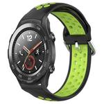 For Huawei Watch 2 20mm Perforated Breathable Sports Silicone Watch Band(Black+ Lime)