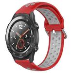 For Huawei Watch 2 20mm Perforated Breathable Sports Silicone Watch Band(Red+Grey)