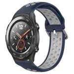 For Huawei Watch 2 20mm Perforated Breathable Sports Silicone Watch Band(Midnight Blue + Gray)