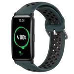 For Honor Watch ES 20mm Perforated Breathable Sports Silicone Watch Band(Olive Green+Black)