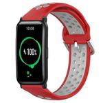 For Honor Watch ES 20mm Perforated Breathable Sports Silicone Watch Band(Red+Grey)
