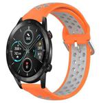 For Honor Magic Watch2 42mm 20mm Perforated Breathable Sports Silicone Watch Band(Orange+Grey)