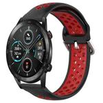 For Honor Magic Watch2 42mm 20mm Perforated Breathable Sports Silicone Watch Band(Black+ Red)